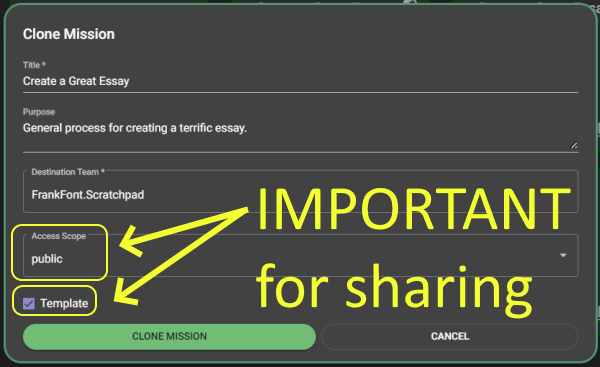 clone mission dialog